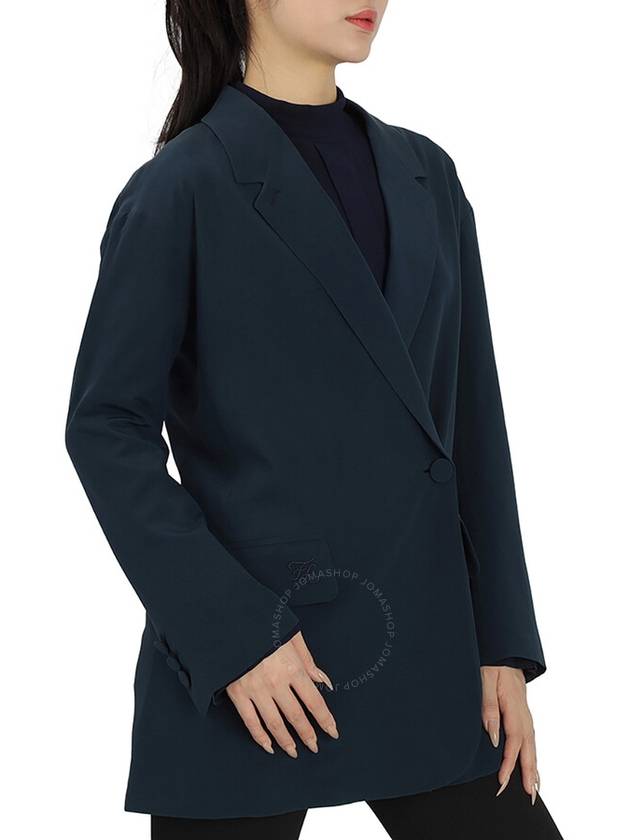 Fendi Crepe Silk Off Center Blazer Jacket Blue