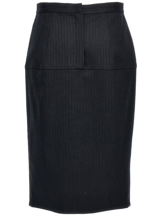 Fendi Pinstripe Wool Pencil Skirt Black