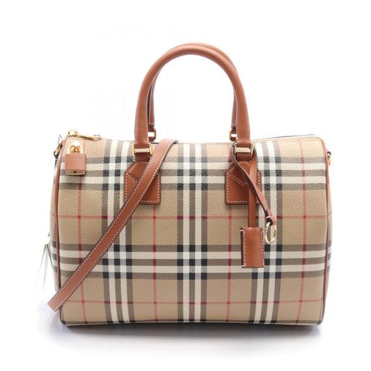 Burberry    Coated Canvas Leather Handbag ()