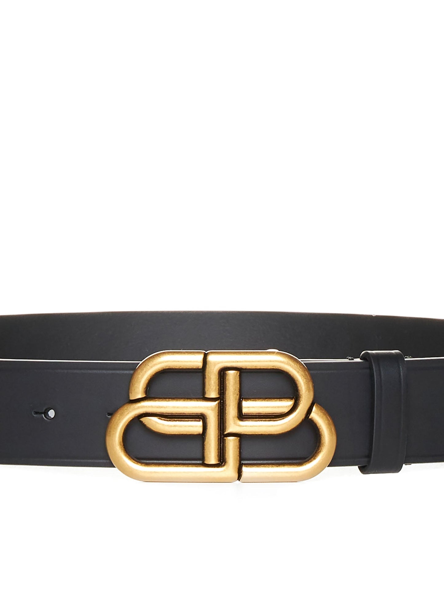 Balenciaga Men Black Leather Bb Large Belt