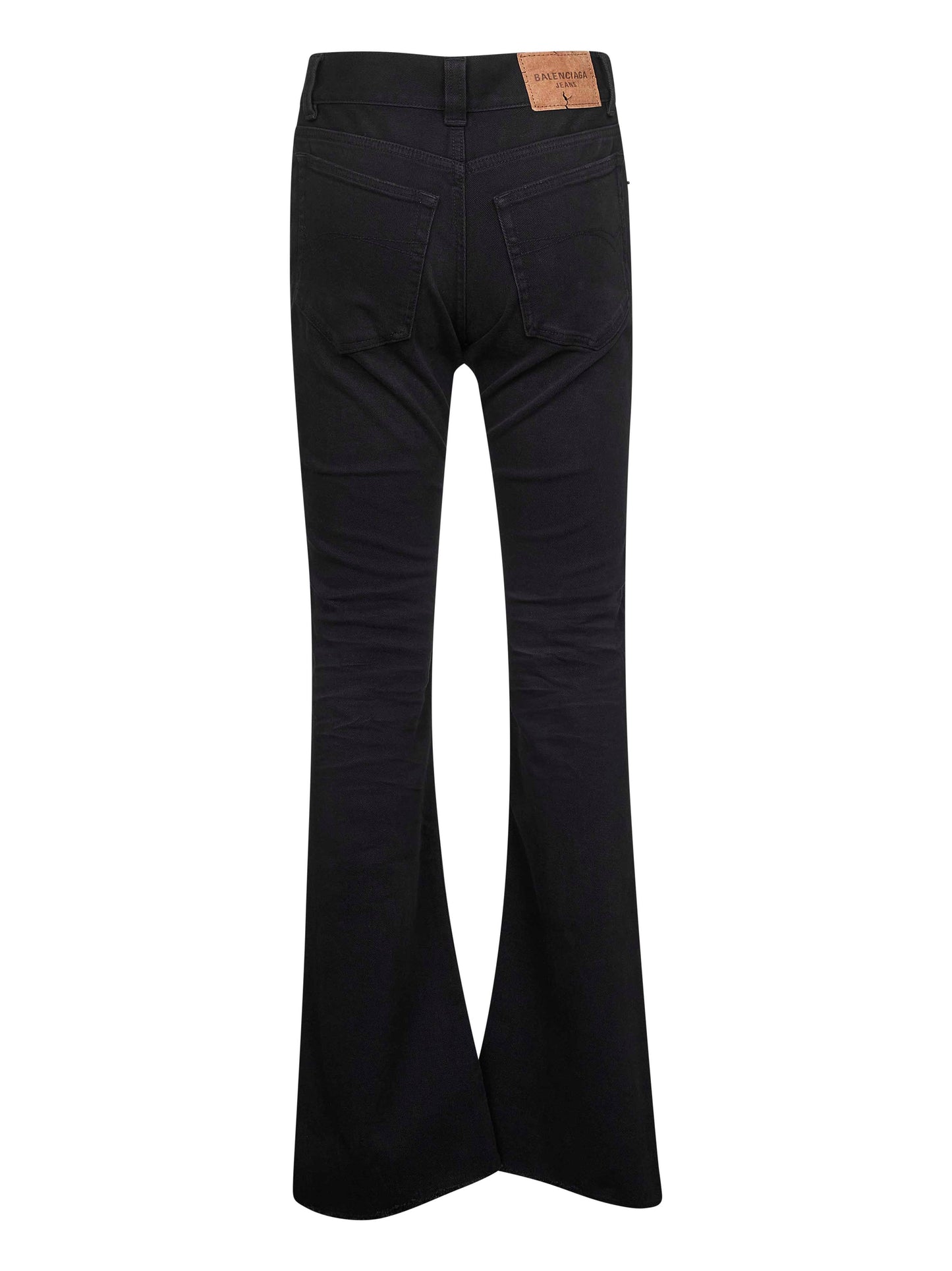 Balenciaga Women Black Denim Bootcut Slim Fit Jeans