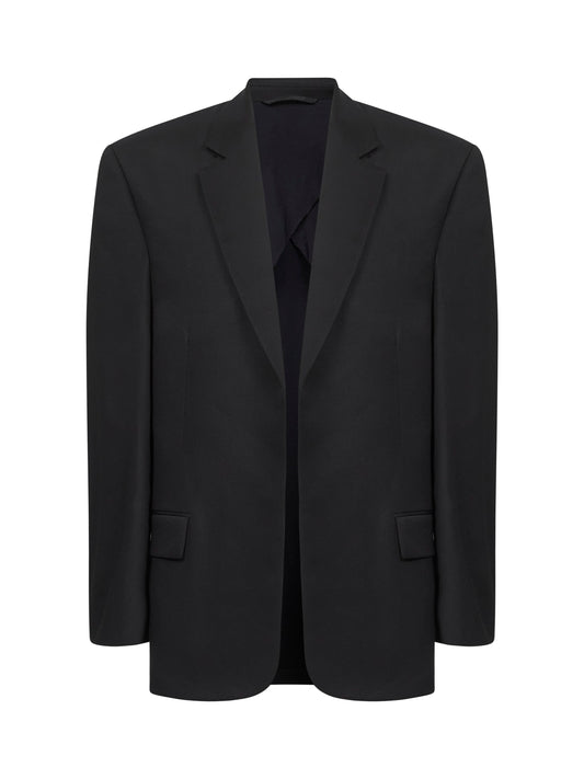 Balenciaga Men Black Wool Hybrid Tailored Blazer
