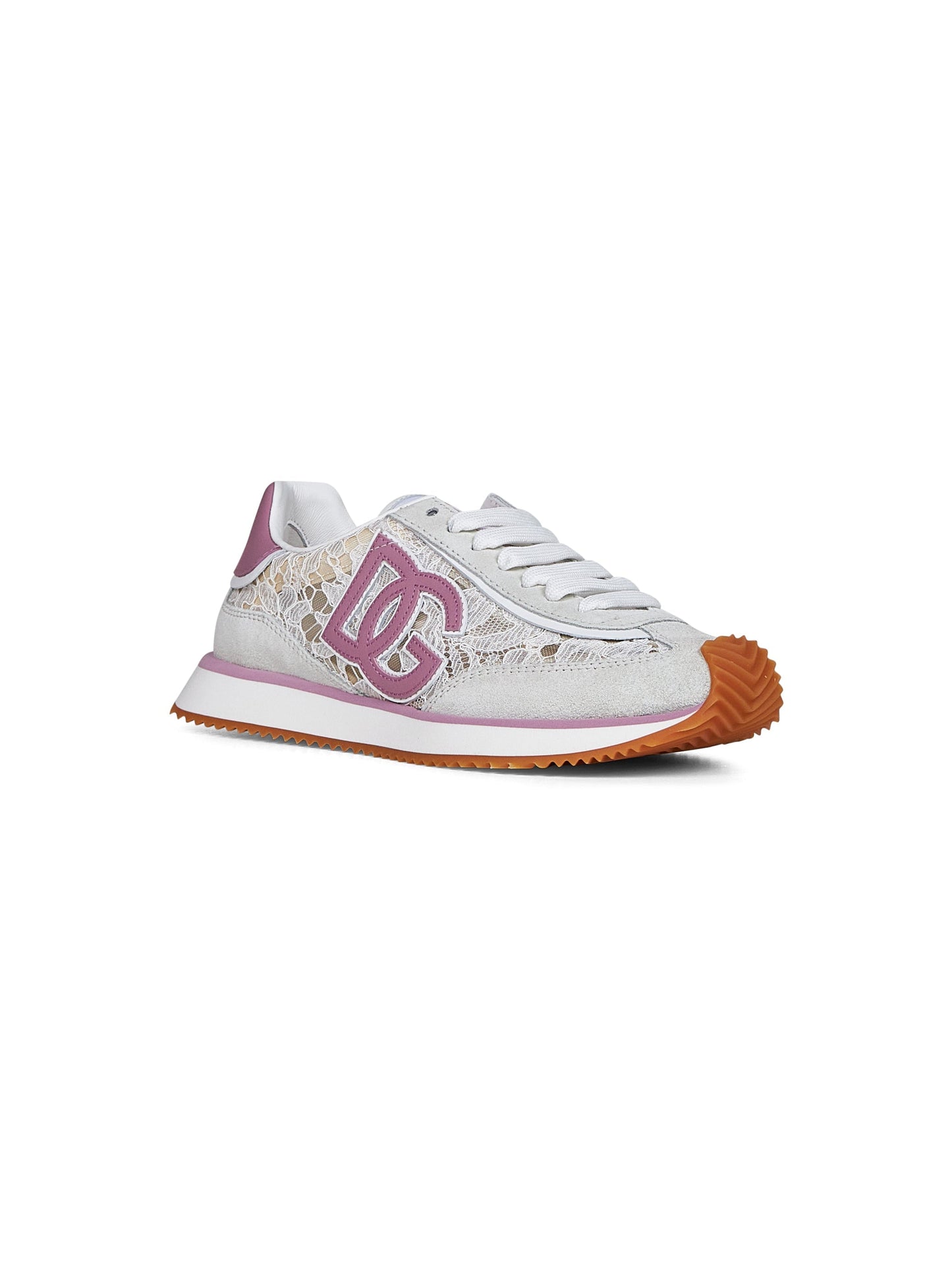 Dolce & Gabbana Women White And Pink Dg Cushion Sneakers