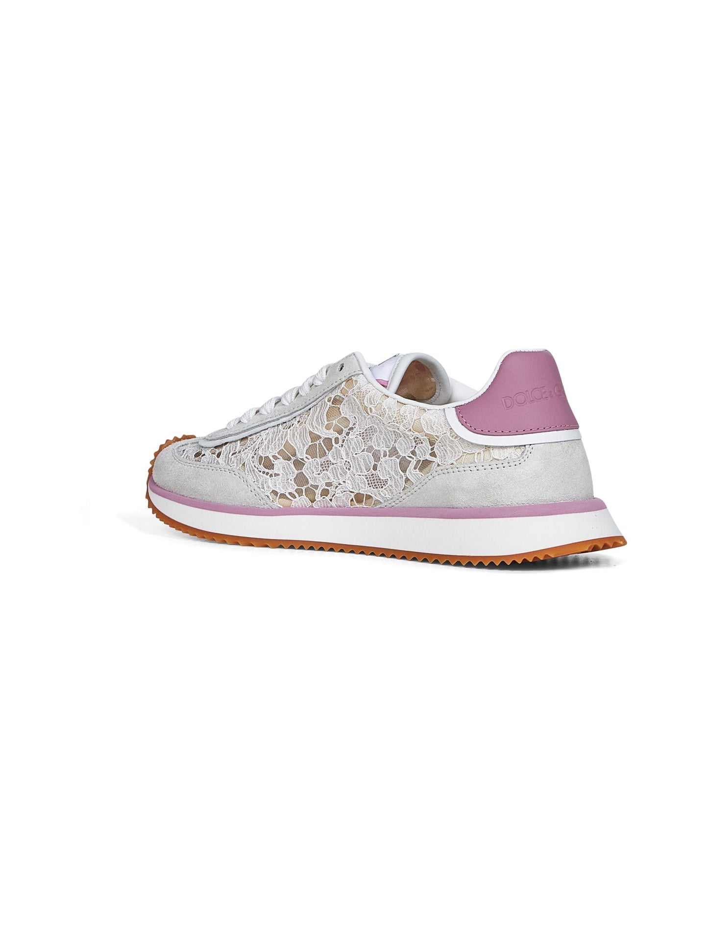 Dolce & Gabbana Women White And Pink Dg Cushion Sneakers