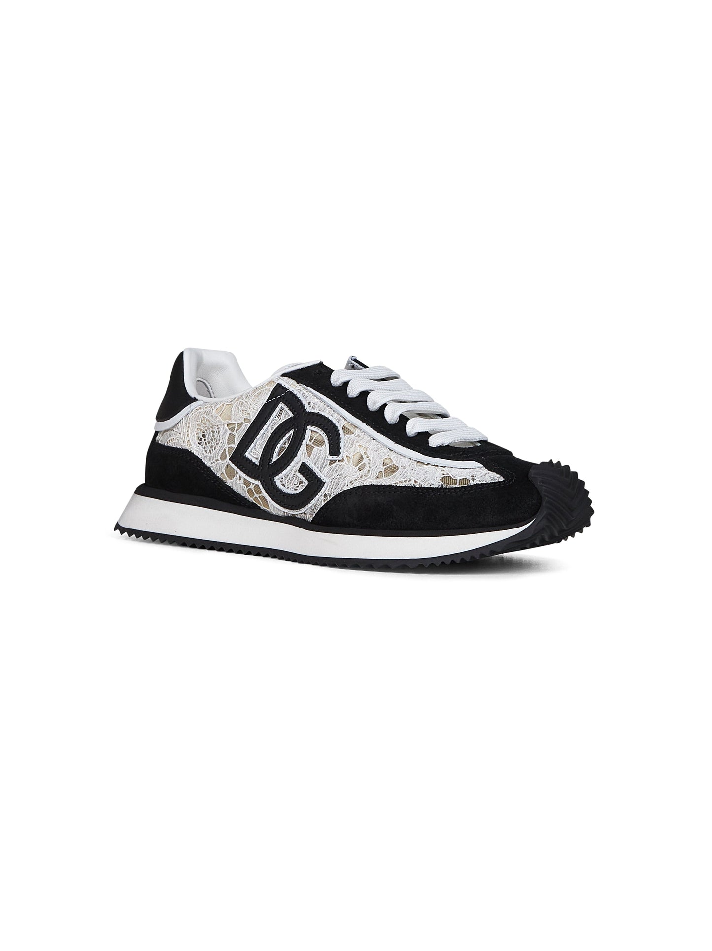 Dolce & Gabbana Women White And Black Dg Cushion Sneakers