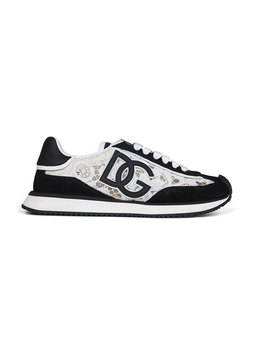 Dolce & Gabbana Women White And Black Dg Cushion Sneakers