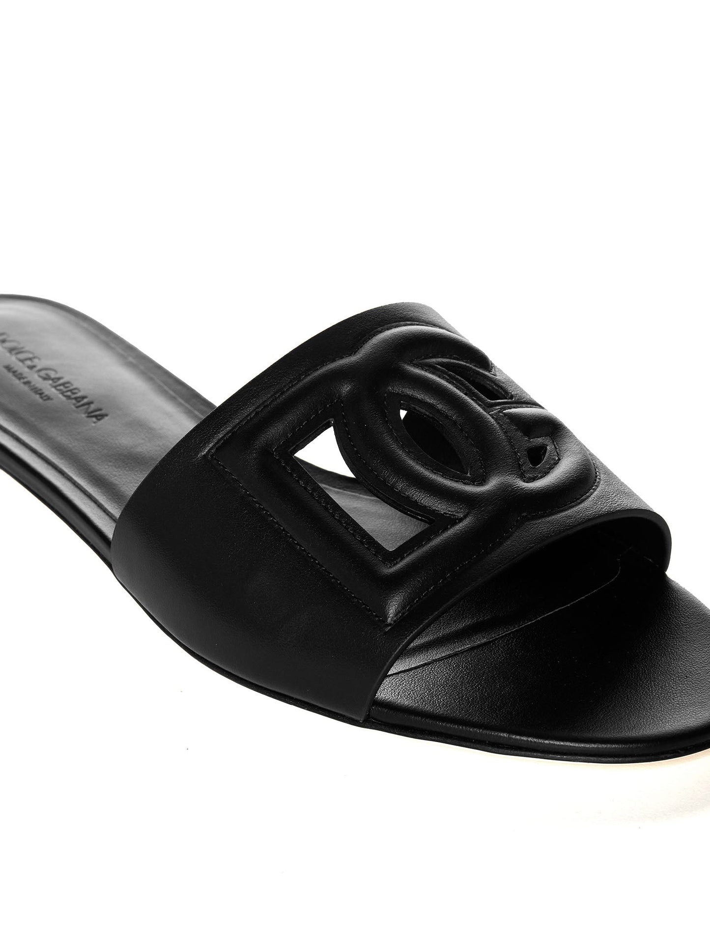 Dolce & Gabbana Women Calfskin Slides With Dg Millennials Logo