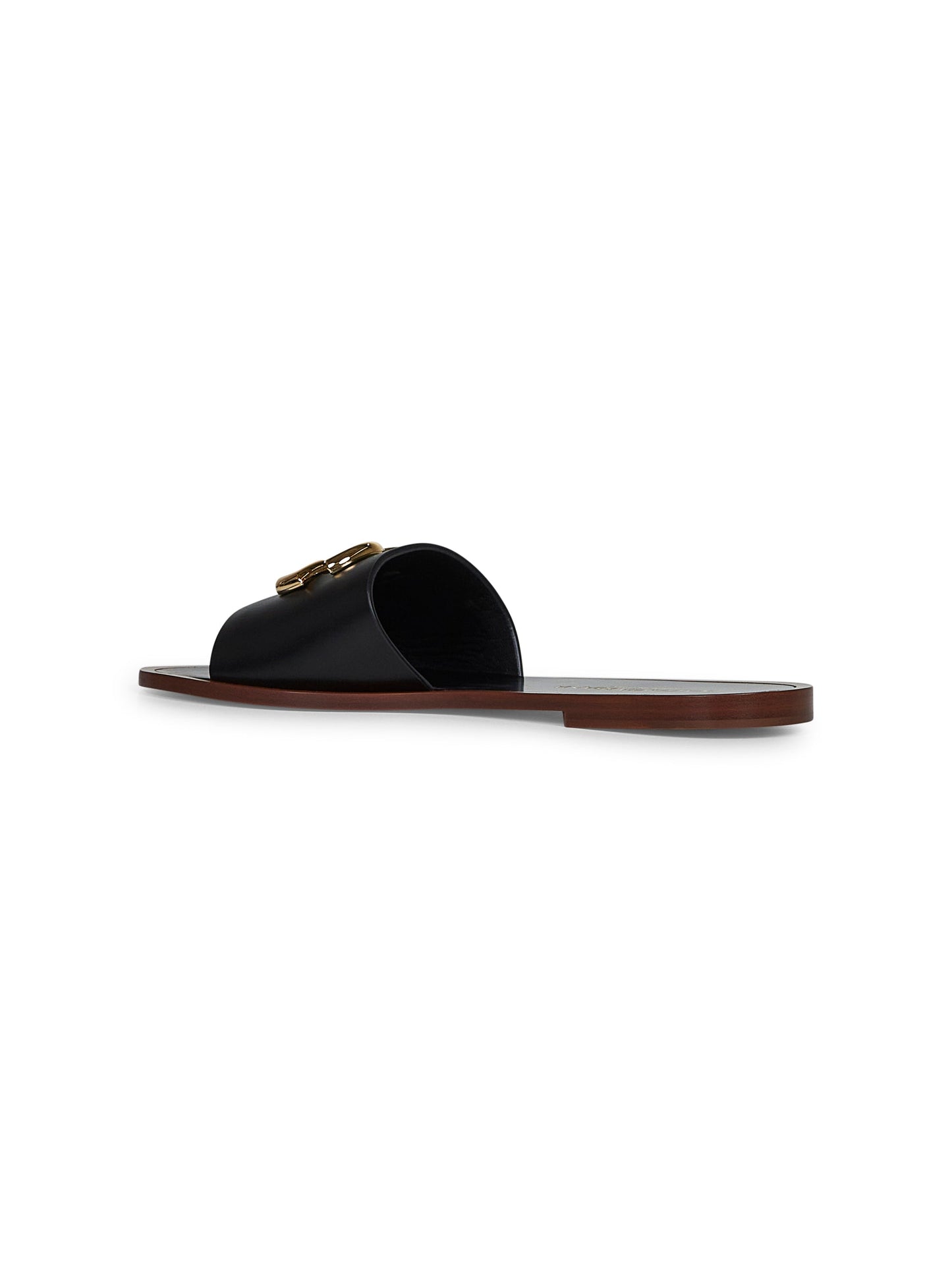 Dolce & Gabbana Women Black Calf Leather Bianca Slides
