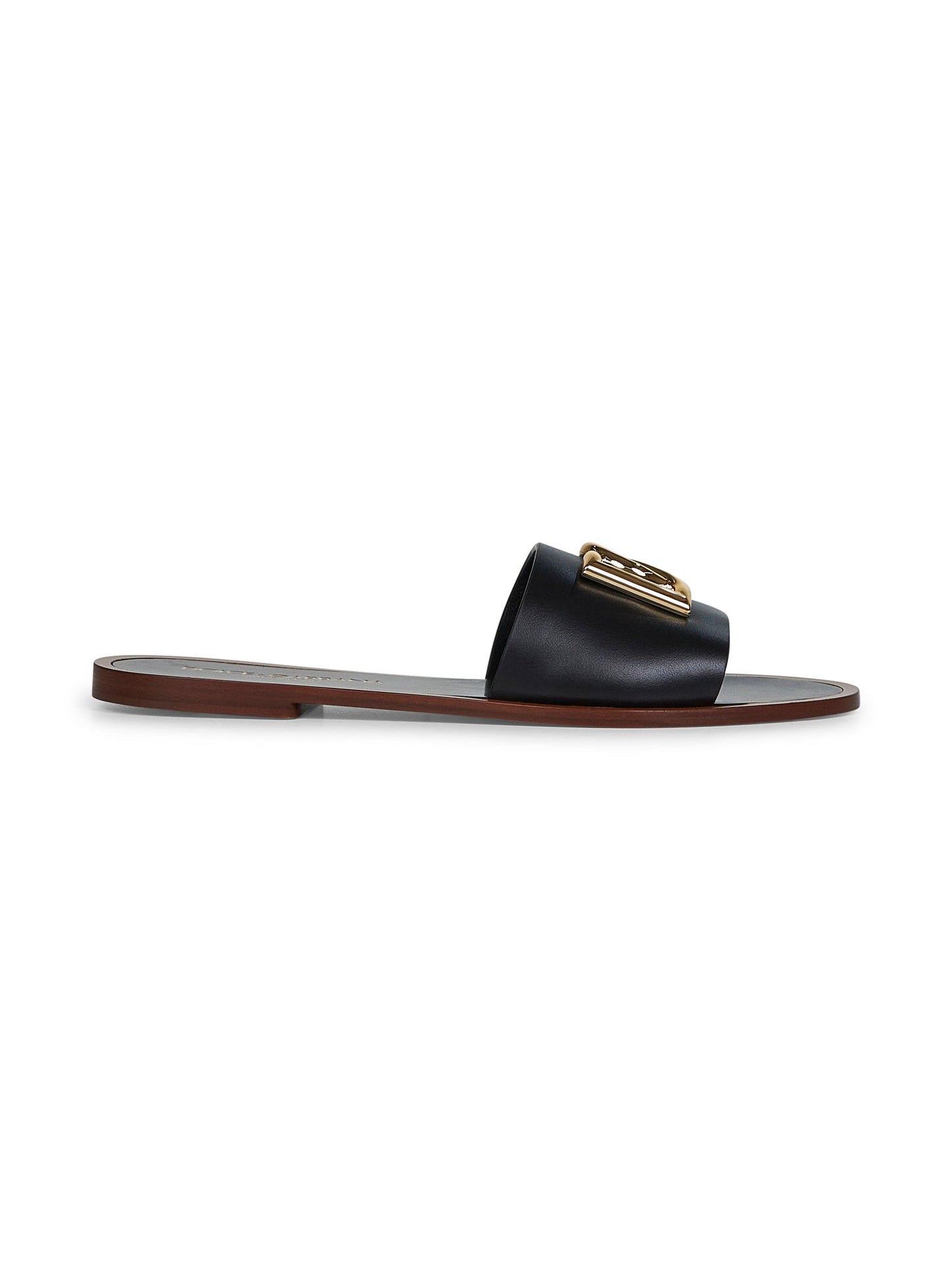 Dolce & Gabbana Women Black Calf Leather Bianca Slides
