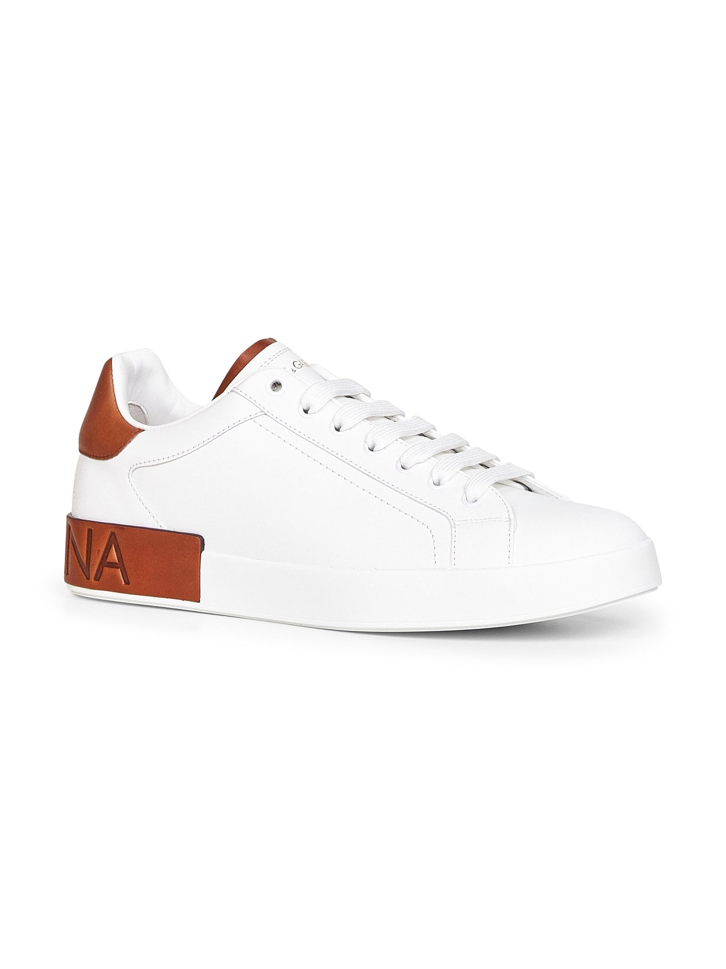 Dolce & Gabbana Men White Calf Leather Portofino Sneakers