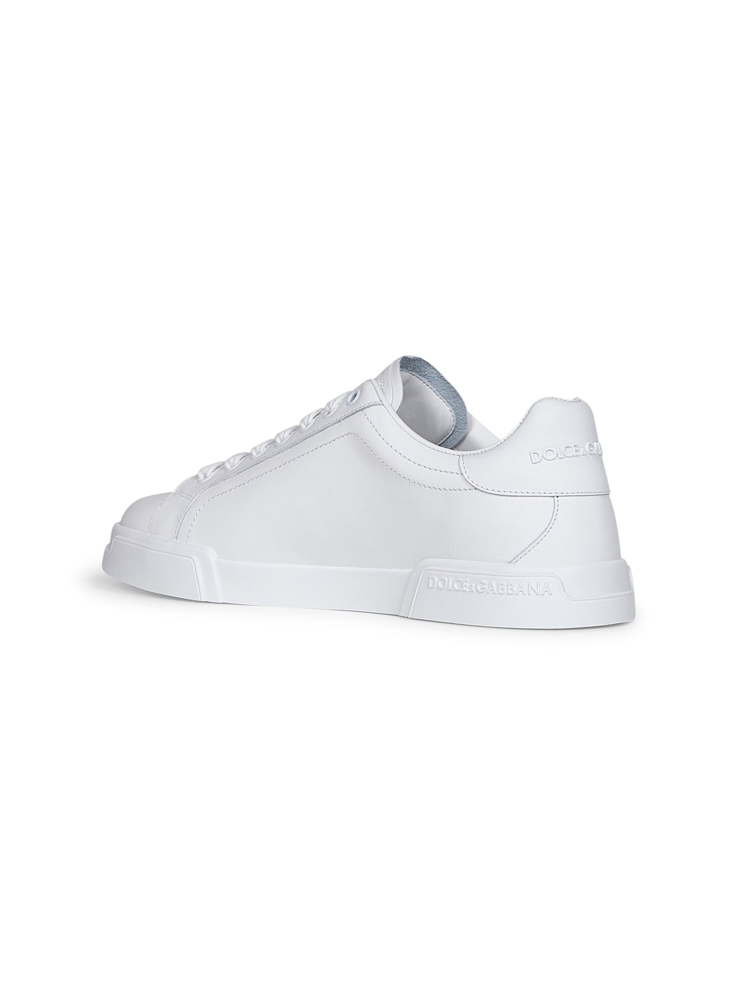 Dolce & Gabbana Men White Calf Leather Portofino Sneakers<Br/>