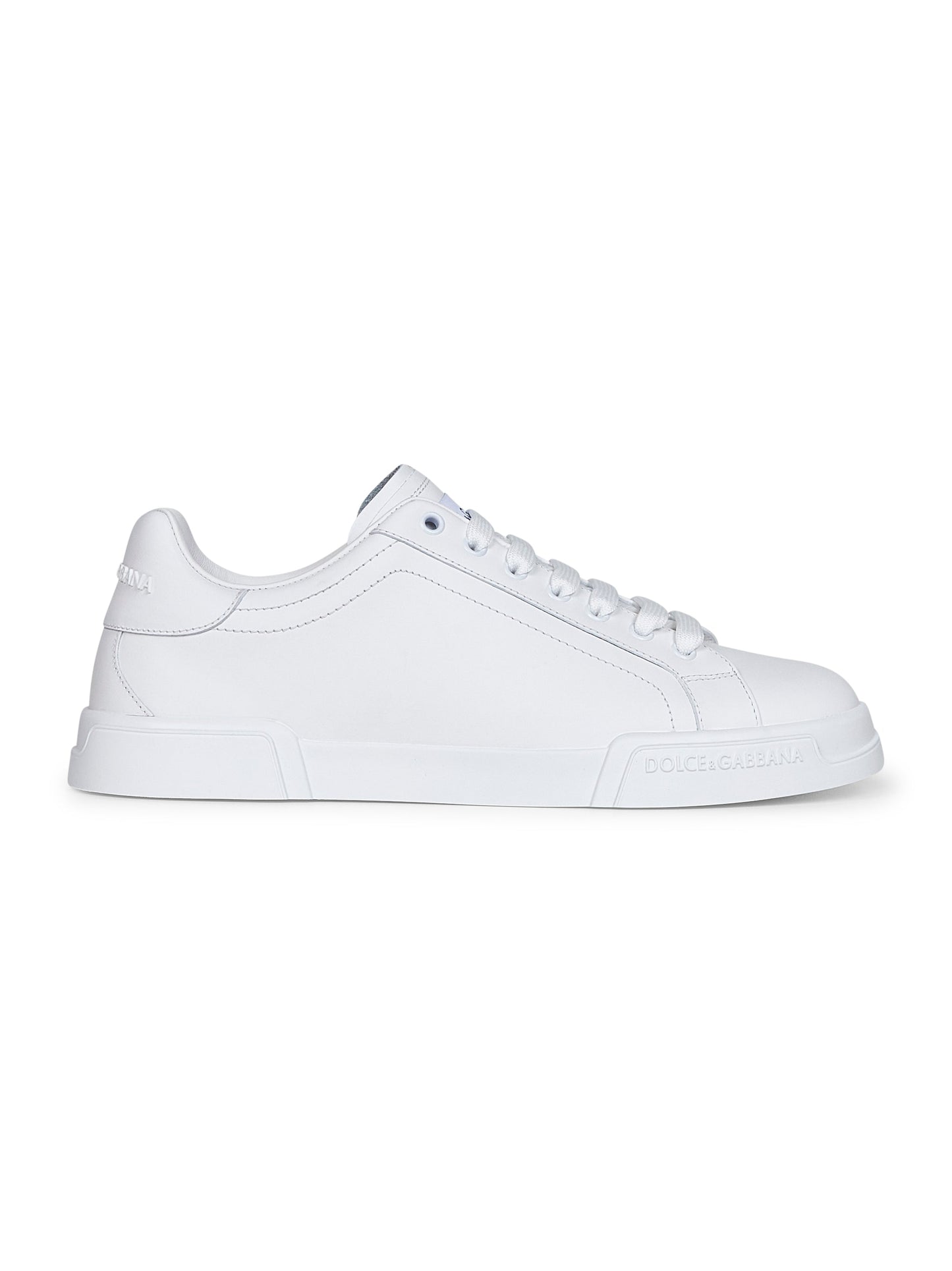 Dolce & Gabbana Men White Calf Leather Portofino Sneakers<Br/>