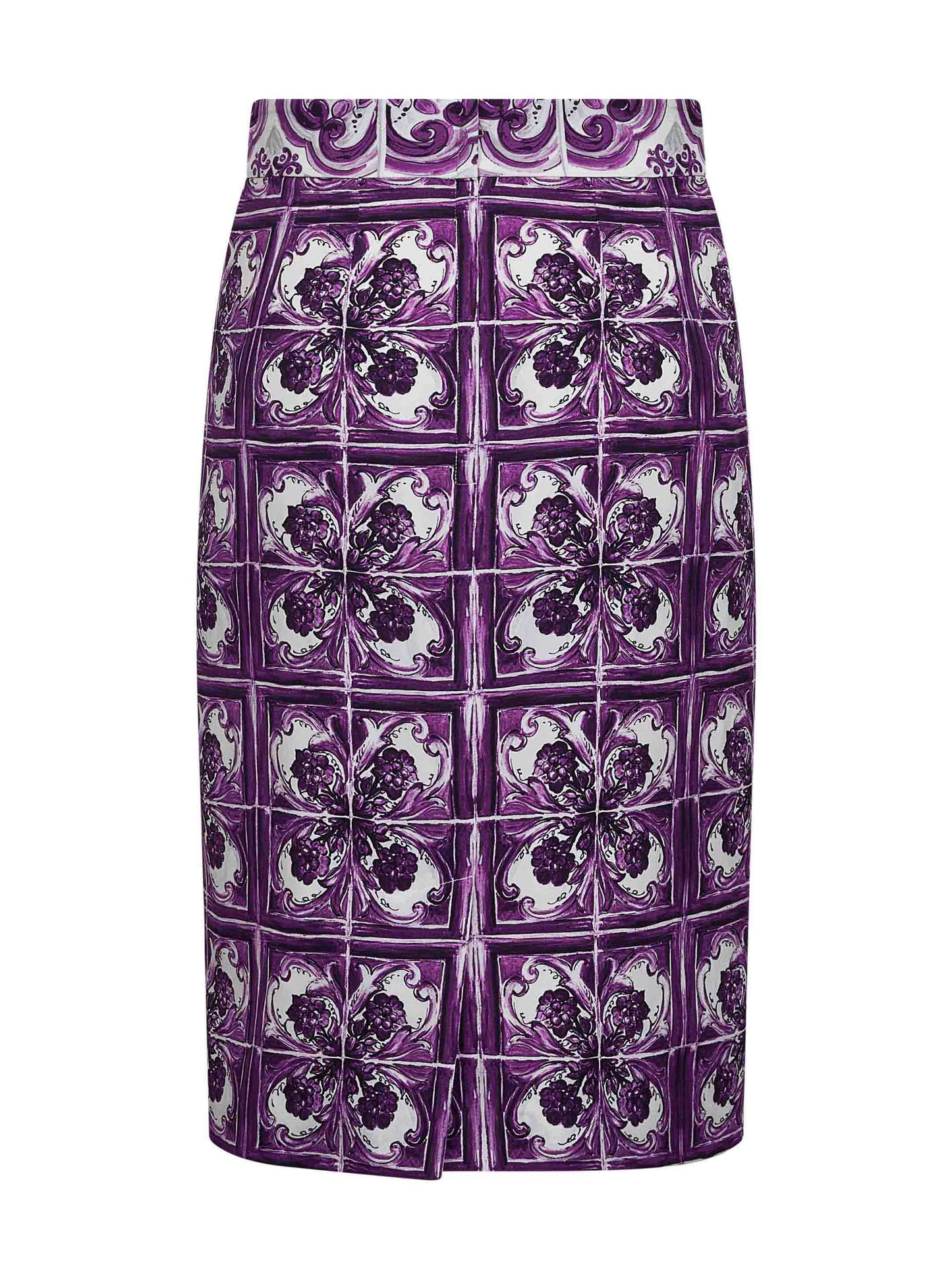 Dolce & Gabbana Women Maiolica Print Stretch Silk Skirt