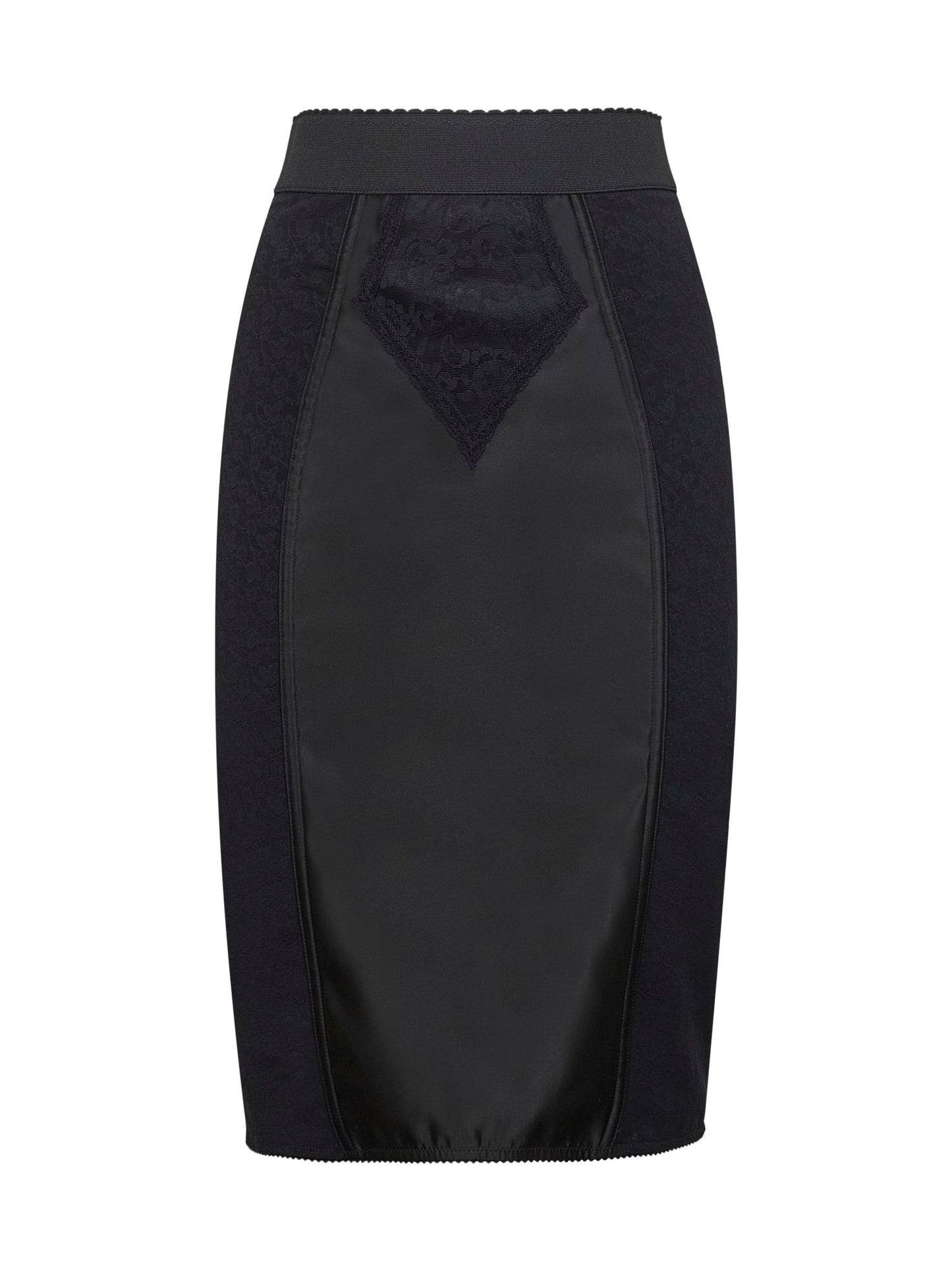 Dolce & Gabbana Women Black Lace And Marquisette Elastic Midi Skirt