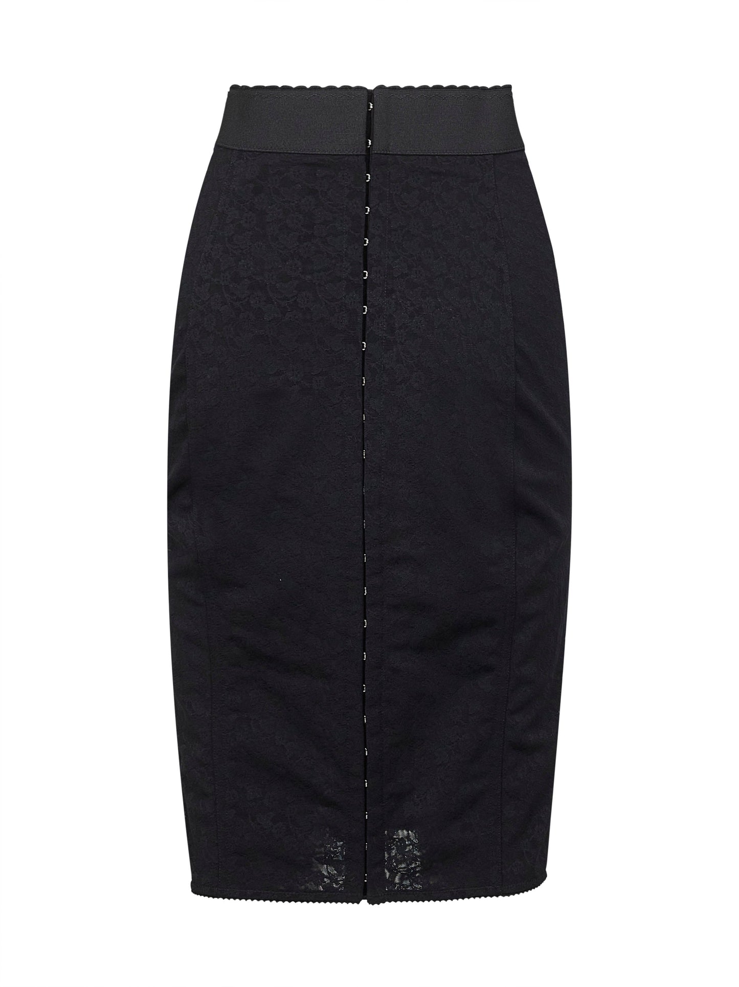 Dolce & Gabbana Women Black Lace And Marquisette Elastic Midi Skirt