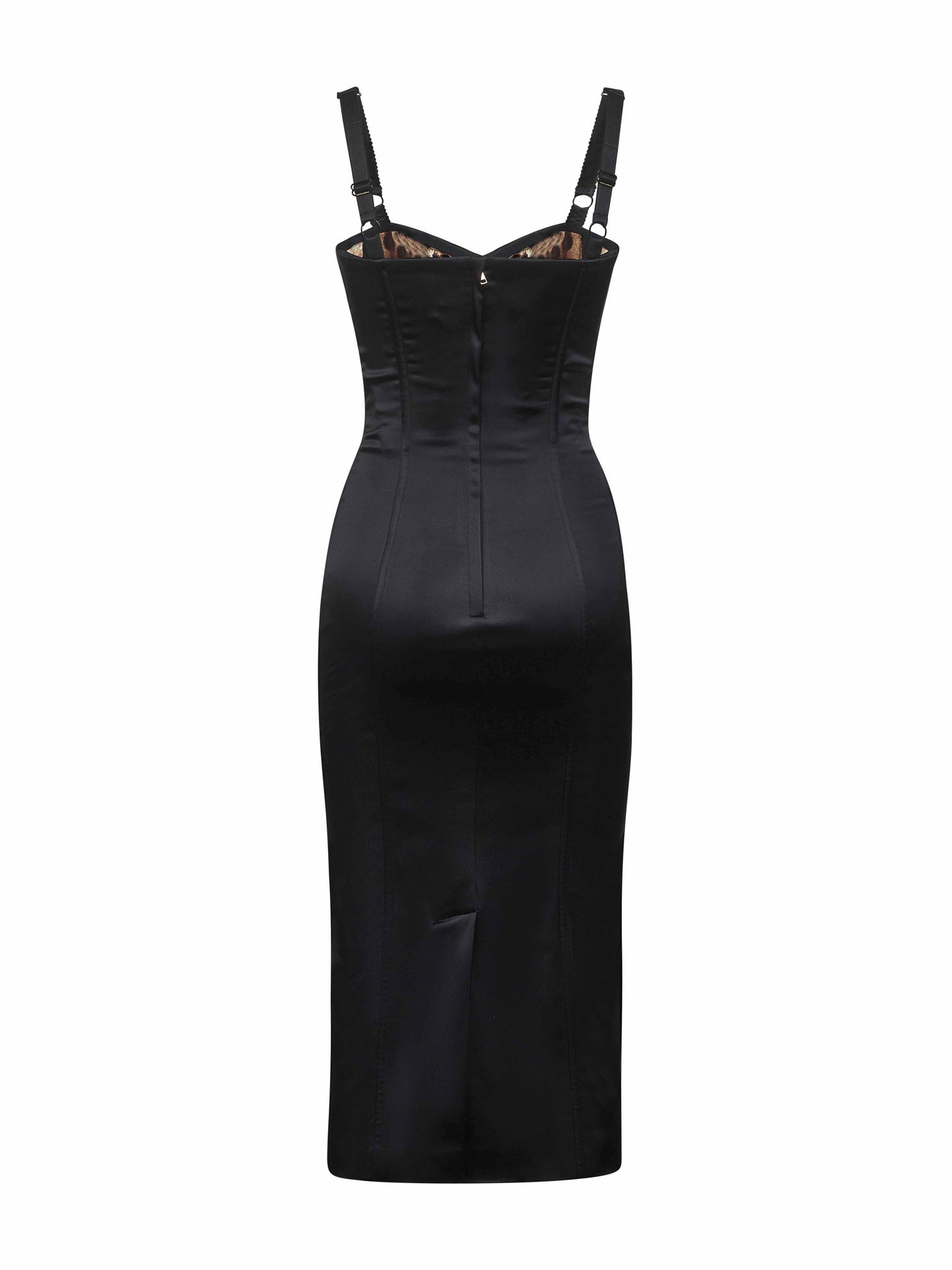 Dolce & Gabbana Women Black Satin Calf-Lenght Bustier Dress