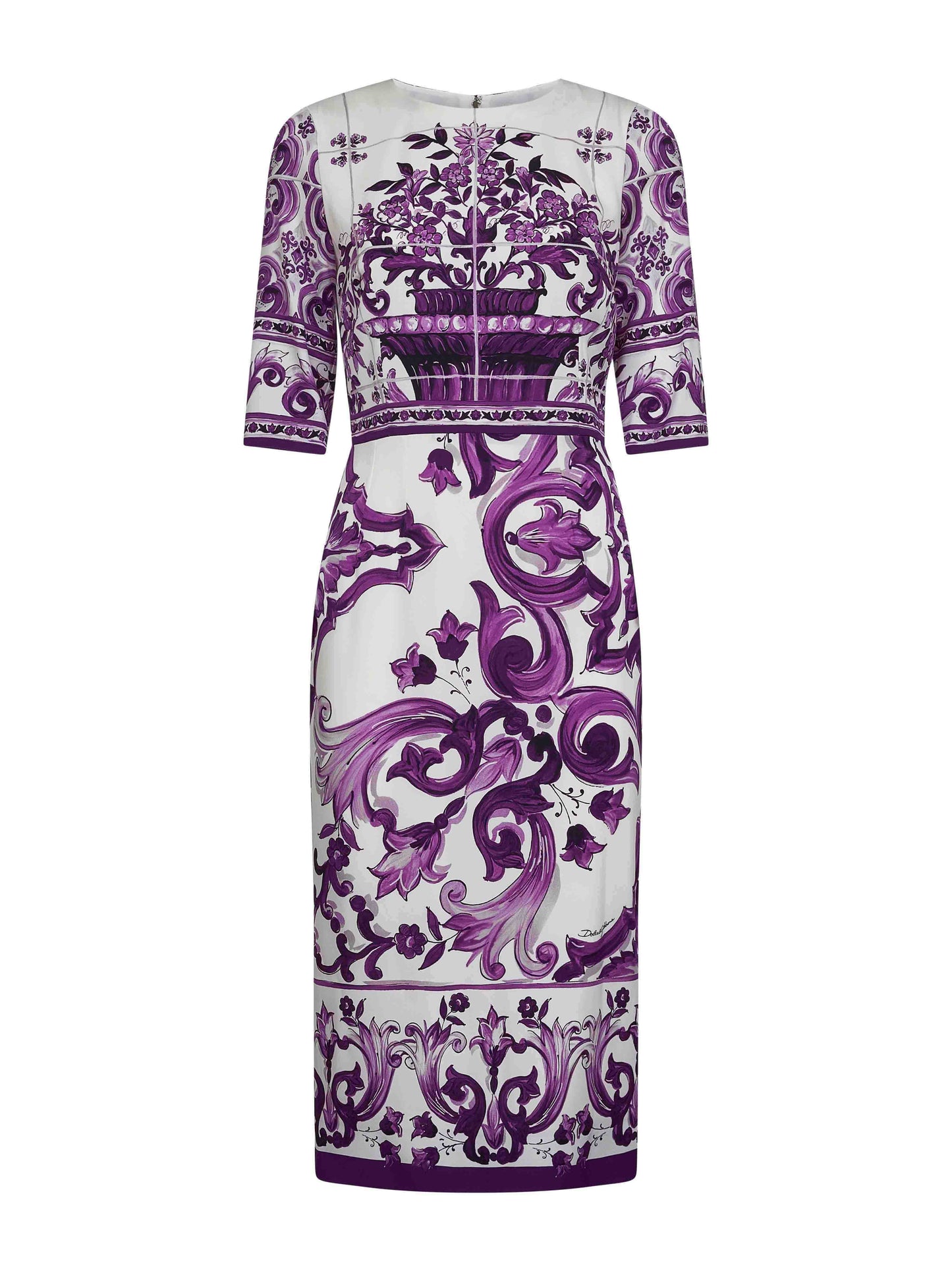 Dolce & Gabbana Women Maiolica Print Charmeuse Midi Dress