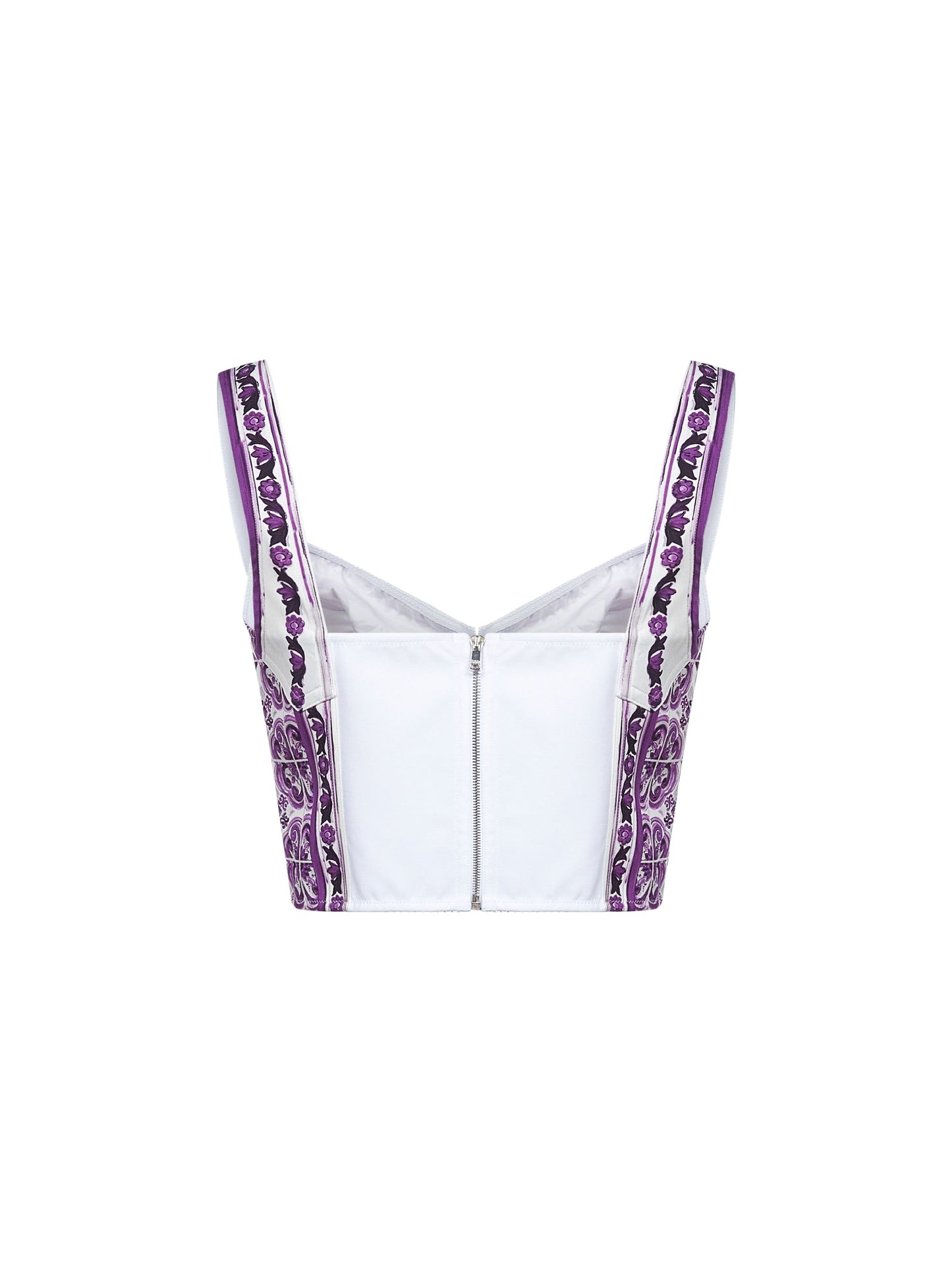 Dolce & Gabbana Women Maiolica Print Corset Bustier Top