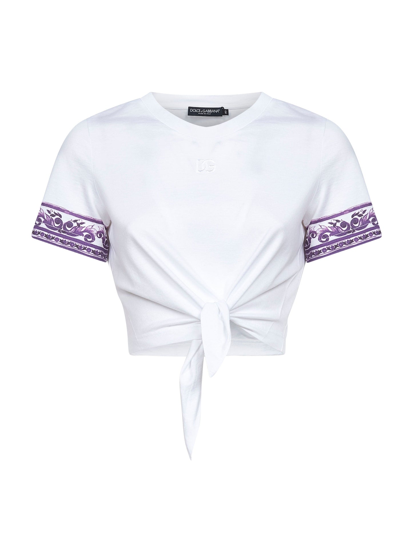 Dolce & Gabbana Women White Cotton Tie-Front T-Shirt