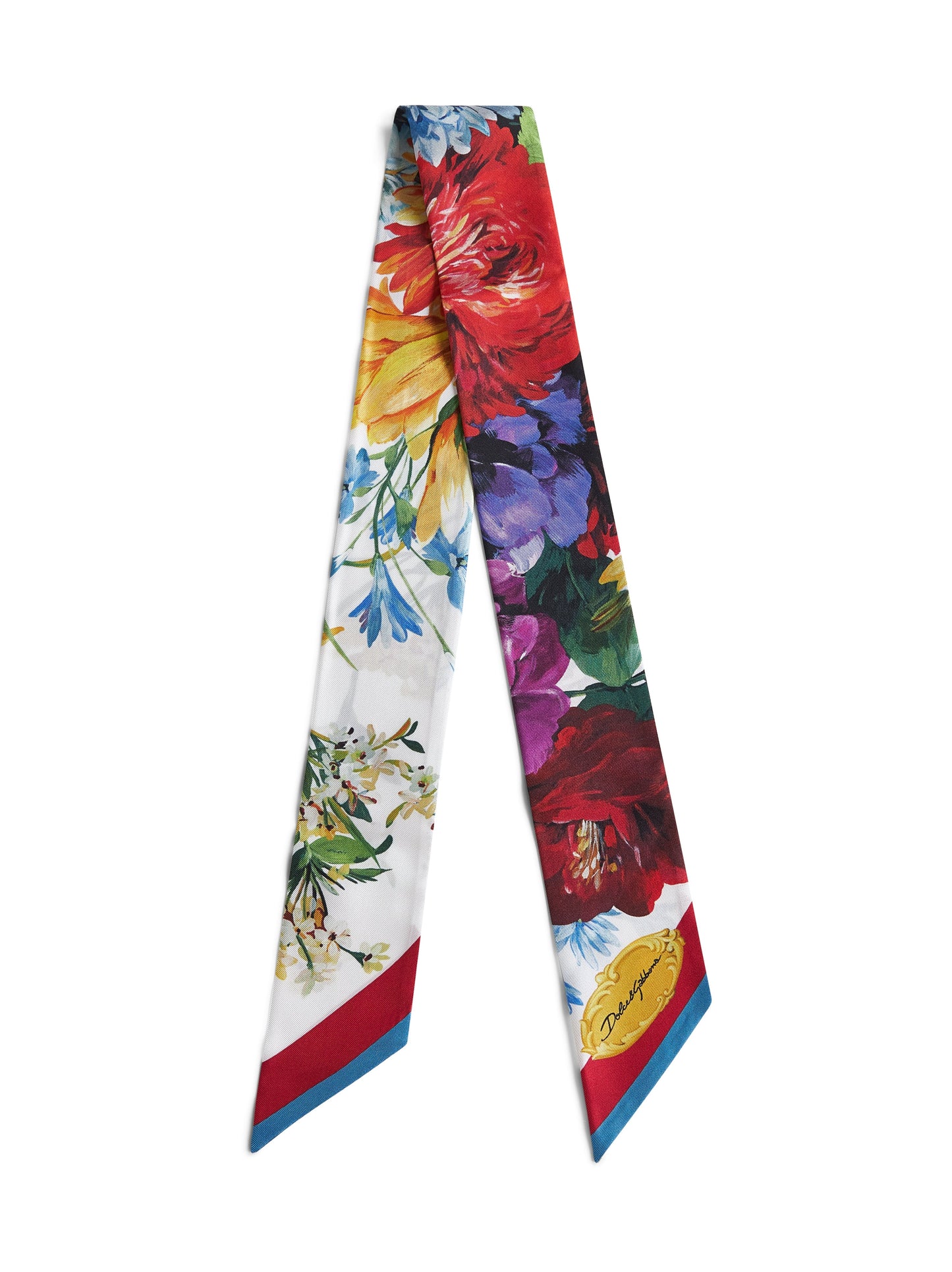 Dolce & Gabbana Women Flower Bouquet Print Silk Twill Bandeau