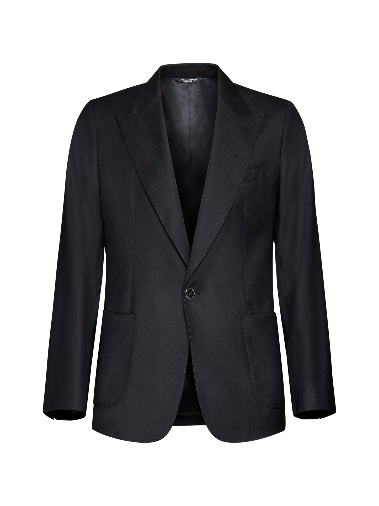 Dolce & Gabbana Men Black Wool And Silk Miami Single-Breasted Blazer