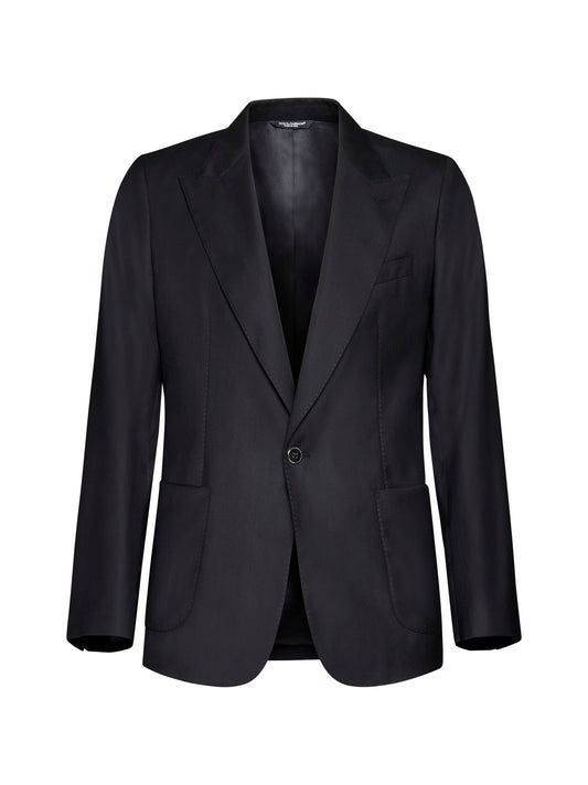 Dolce & Gabbana Men Black Wool And Silk Miami Single-Breasted Blazer