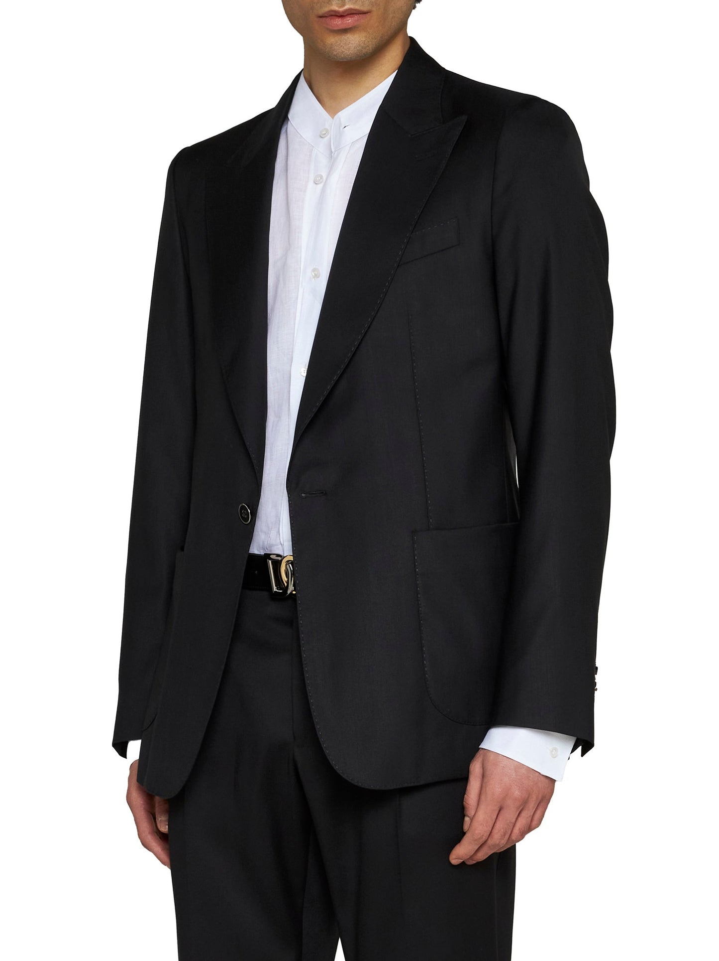 Dolce & Gabbana Men Black Wool And Silk Miami Single-Breasted Blazer
