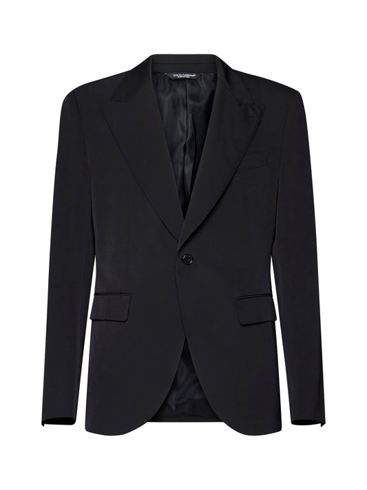 Dolce & Gabbana Men Black Technical Fabric Sicilia Single-Breasted Blazer