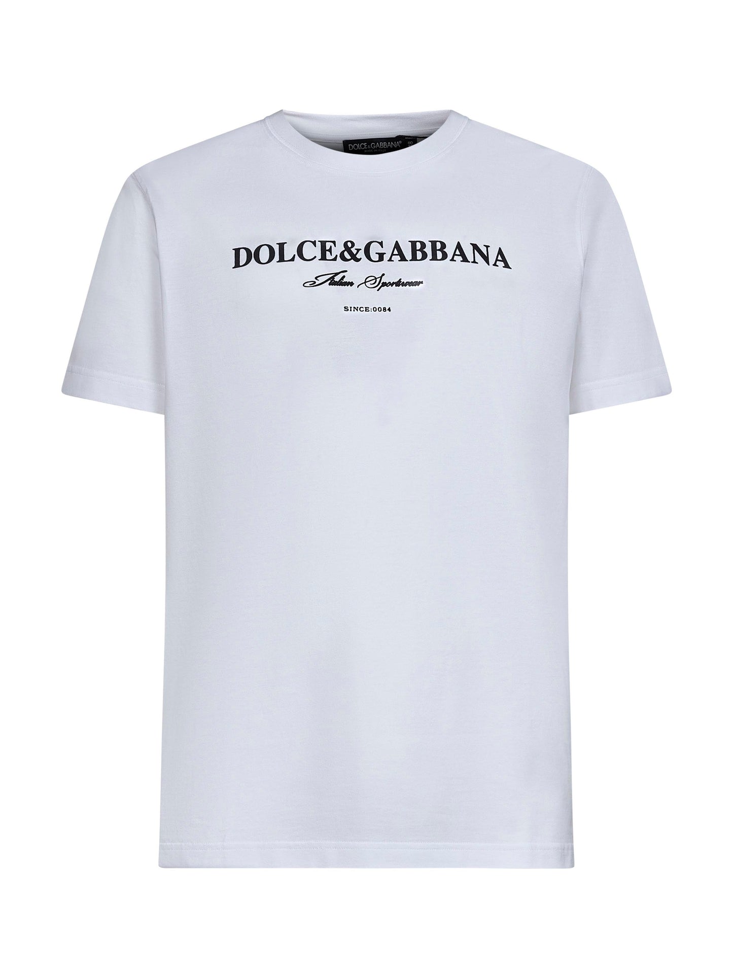 Dolce & Gabbana Men White Cotton Flock Print T-Shirt