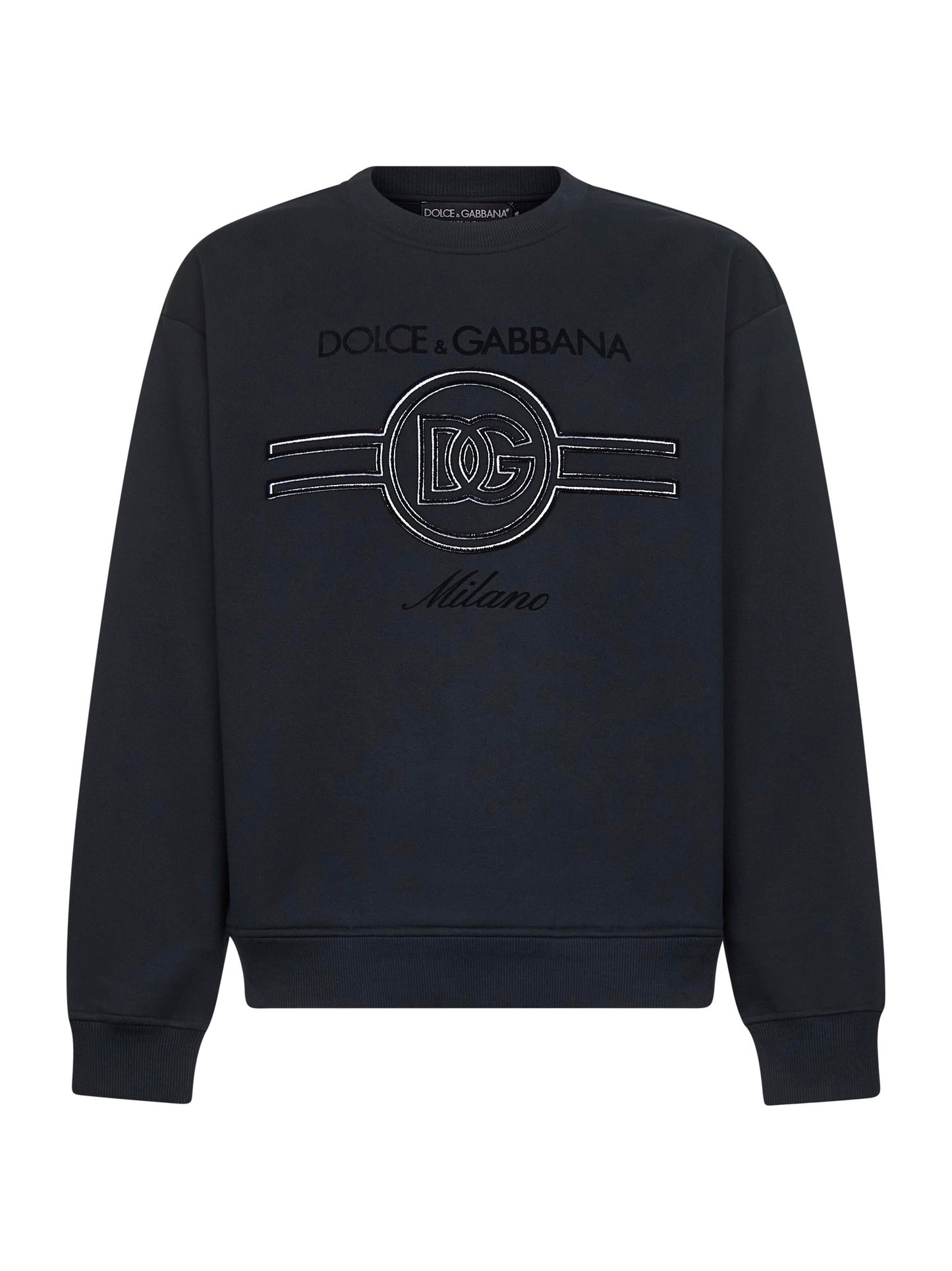 Dolce & Gabbana Men Blue Jersey Embroidered Sweatshirt<Br/>