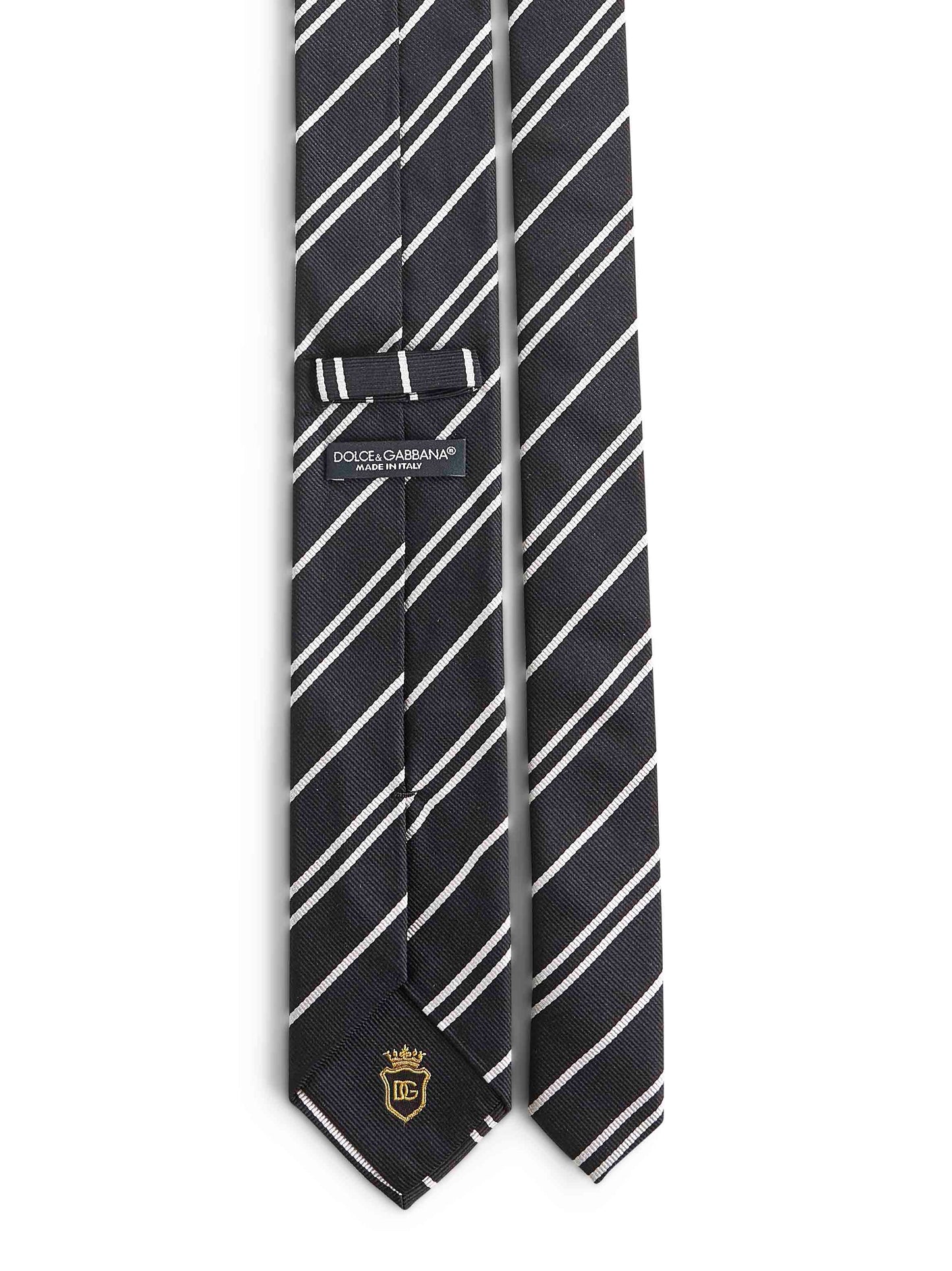 Dolce & Gabbana Men Black Striped Jacquard Silk Martini Tie