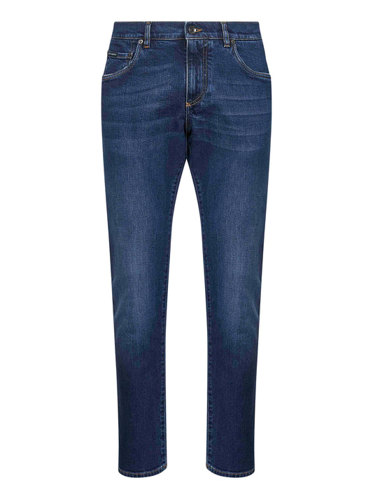 Dolce & Gabbana Men Blue Stretch Cotton Denim Slim Jeans