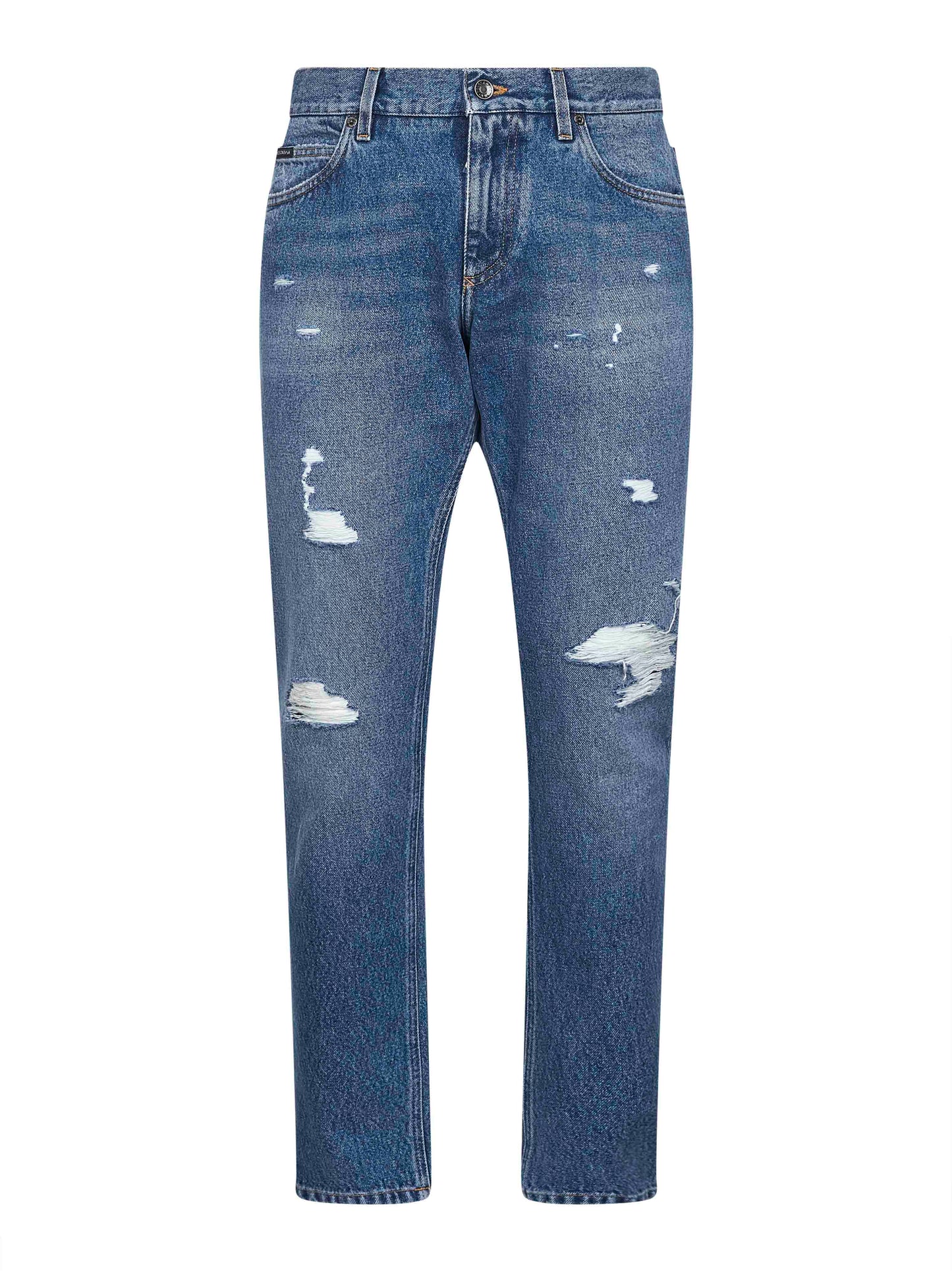 Dolce & Gabbana Men Blue Cotton Denim Regular Jeans