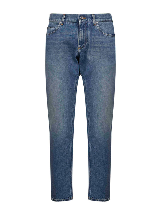 Dolce & Gabbana Men Blue Cotton Denim Regular Jeans