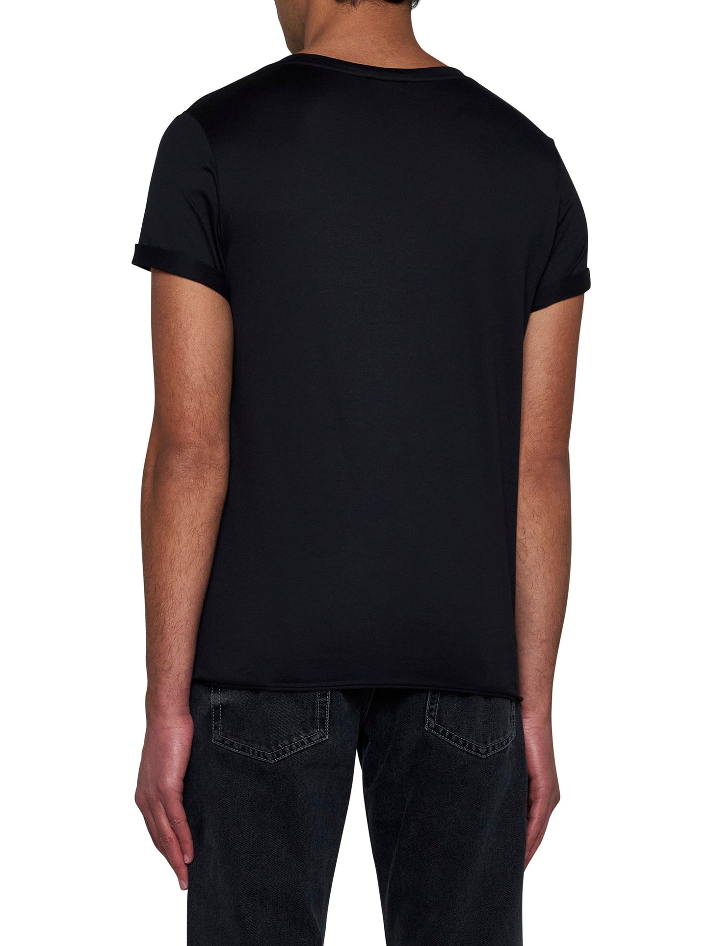 Saint Laurent Men Logo Cotton T-Shirt <Br/>