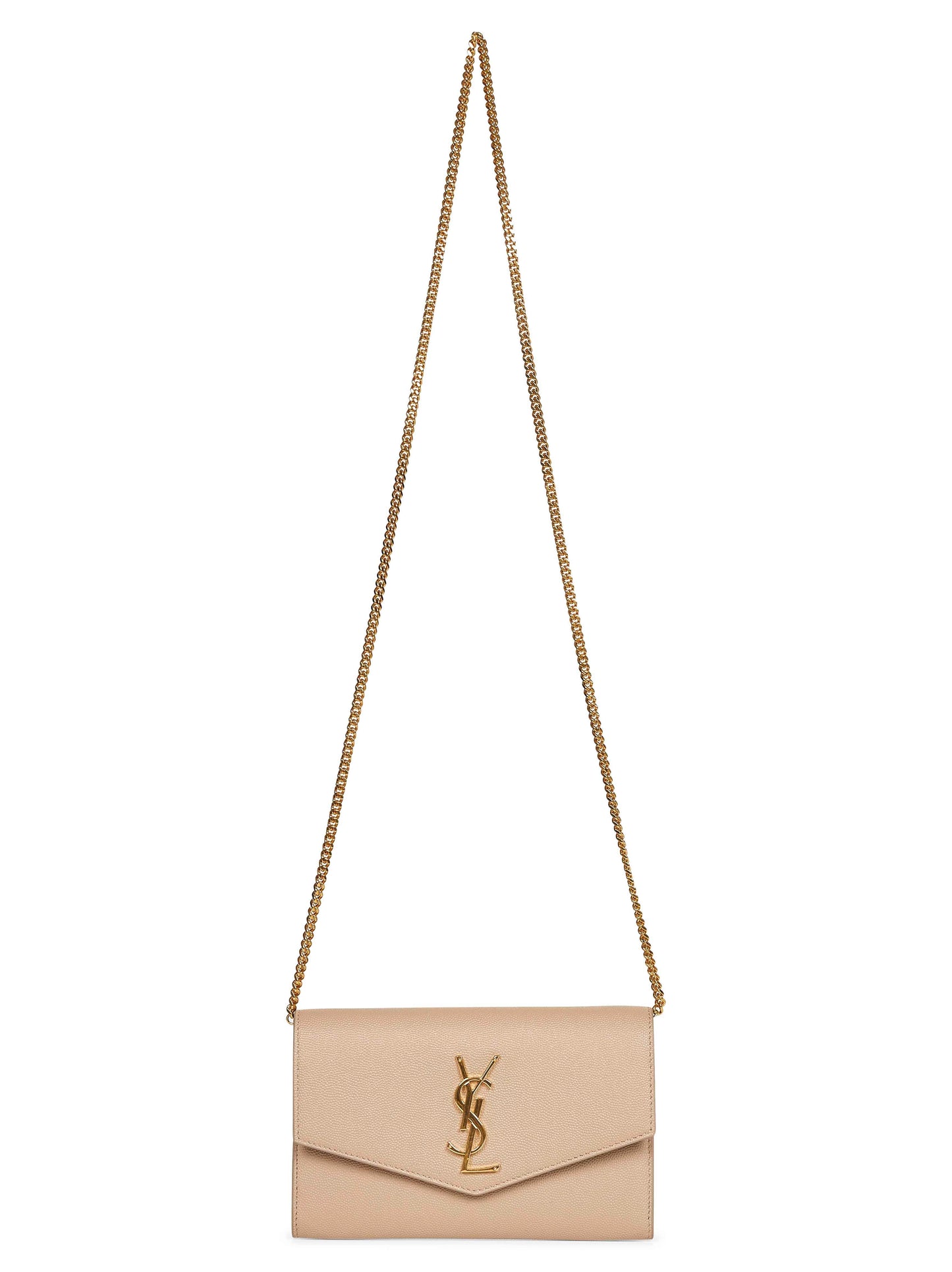 Saint Laurent Women Dark Beige Uptown Chain Wallet
