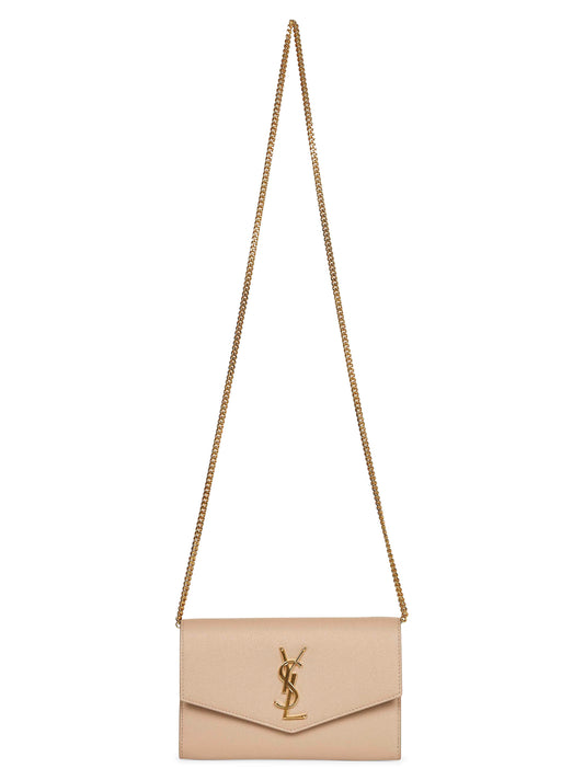 Saint Laurent Women Dark Beige Uptown Chain Wallet