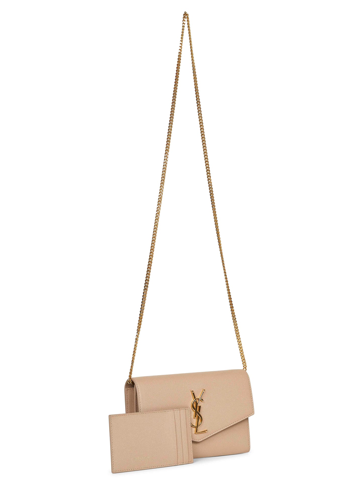 Saint Laurent Women Dark Beige Uptown Chain Wallet
