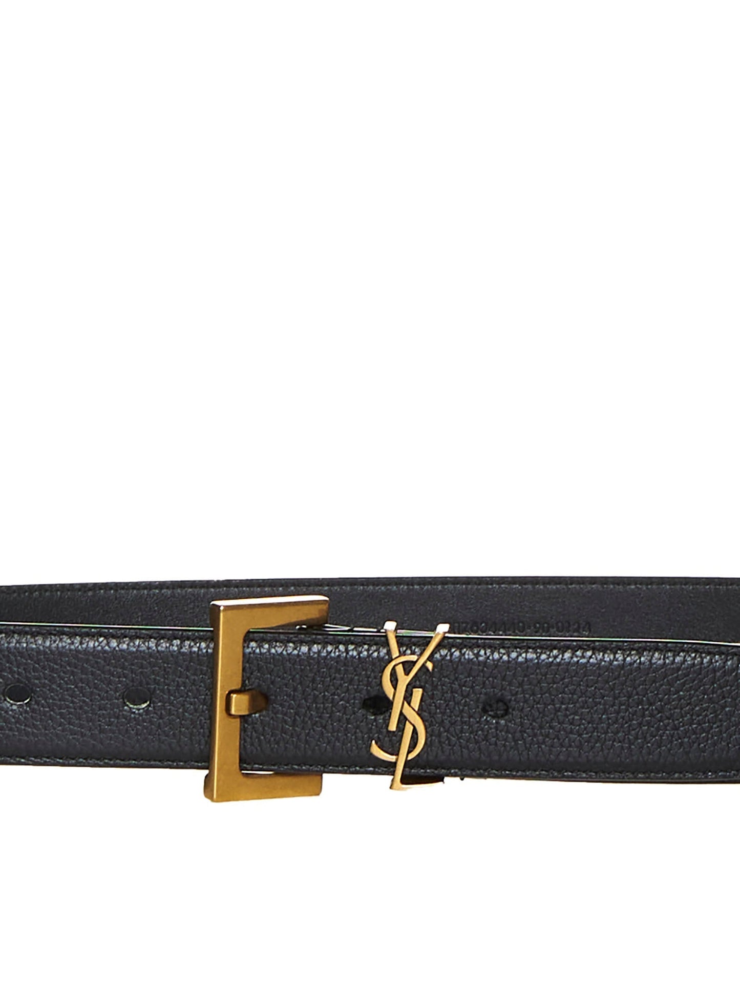 Saint Laurent Men Cassandre Belt With Square Buckle In Smooth Leather