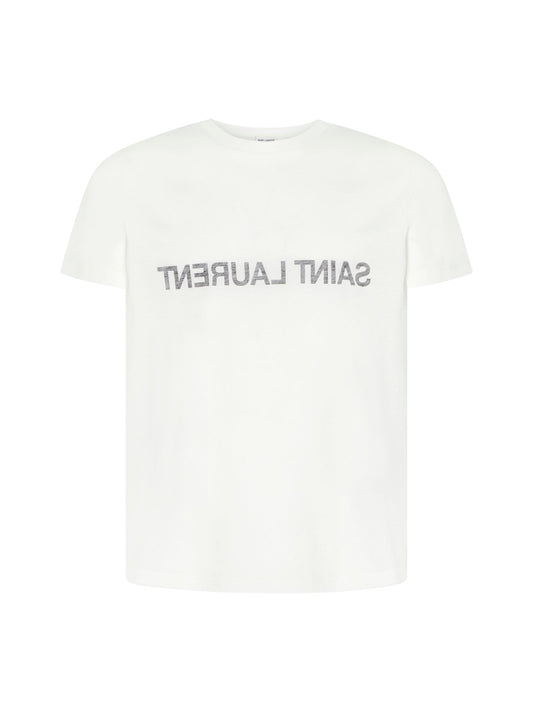 Saint Laurent Men Logo Cotton T-Shirt