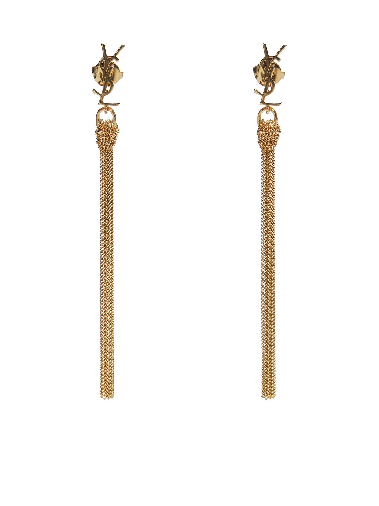 Saint Laurent Women Cassandre Metal Earrings With Tassel