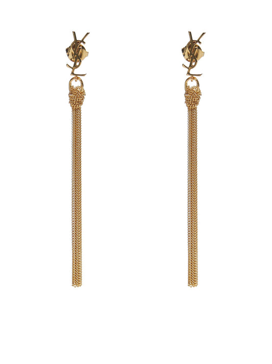 Saint Laurent Women Cassandre Metal Earrings With Tassel