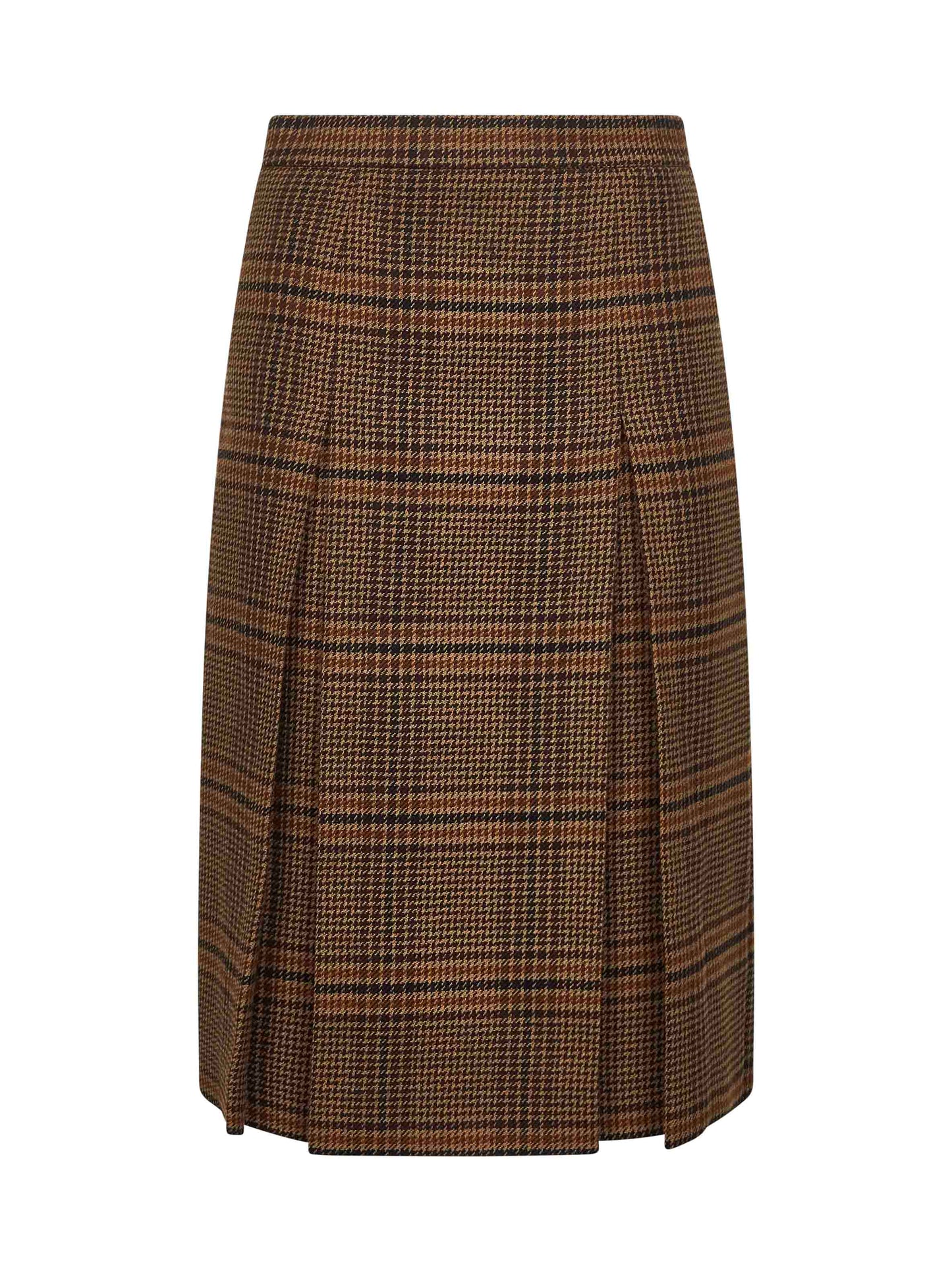 Saint Laurent Women Brown Prince Of Wales Midi Skirt