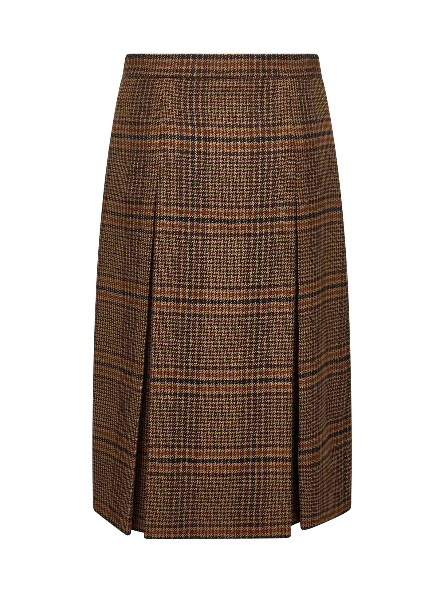Saint Laurent Women Brown Prince Of Wales Midi Skirt