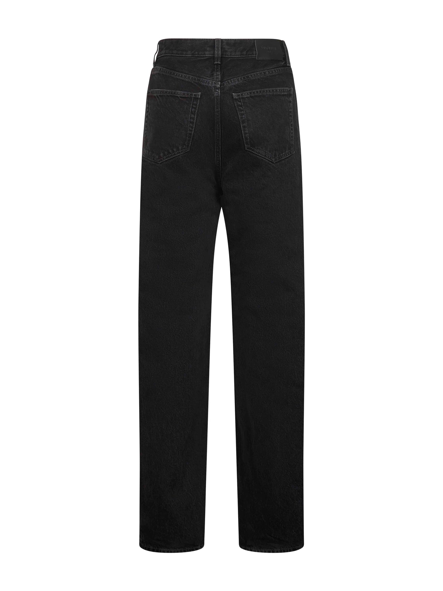 Saint Laurent Women Black Denim V-Waist Long Baggy Jeans