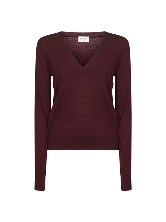 Saint Laurent Women Saint Laurent Wool V-Neck Pullover