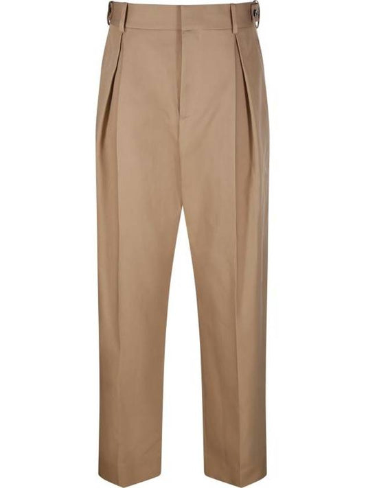 Bottega Veneta High-waisted Cotton Slacks Beige
