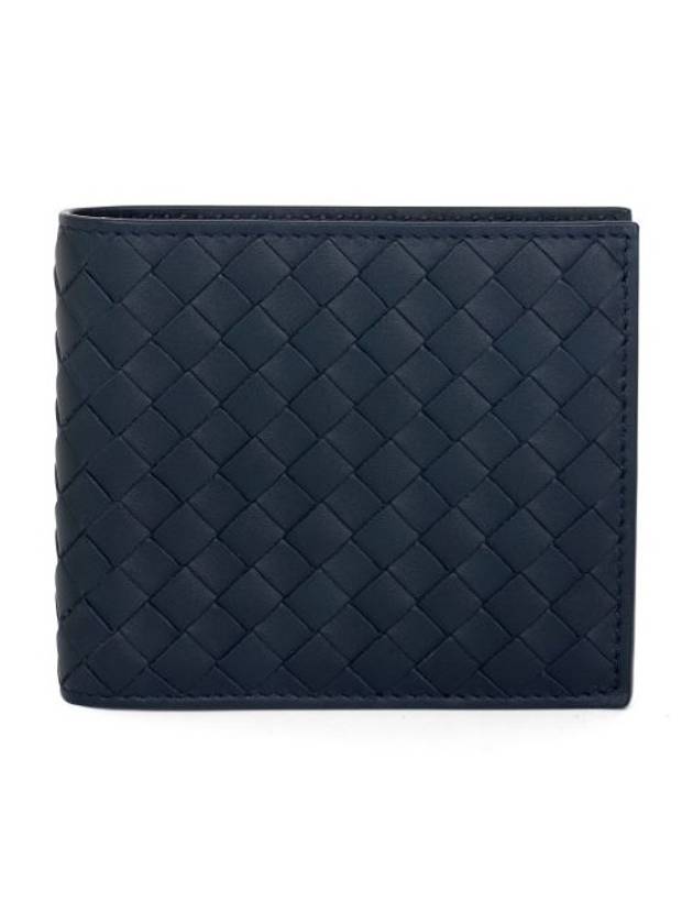 Bottega Veneta Intrecciato Weaving Half Wallet Navy