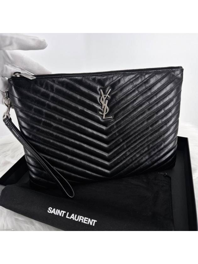 Saint Laurent Matelasse new medium clutch bag black