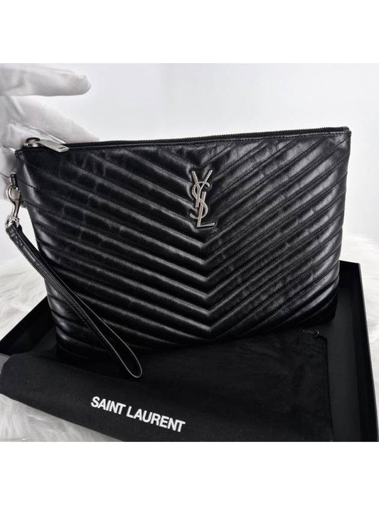 Saint Laurent Matelasse new medium clutch bag black